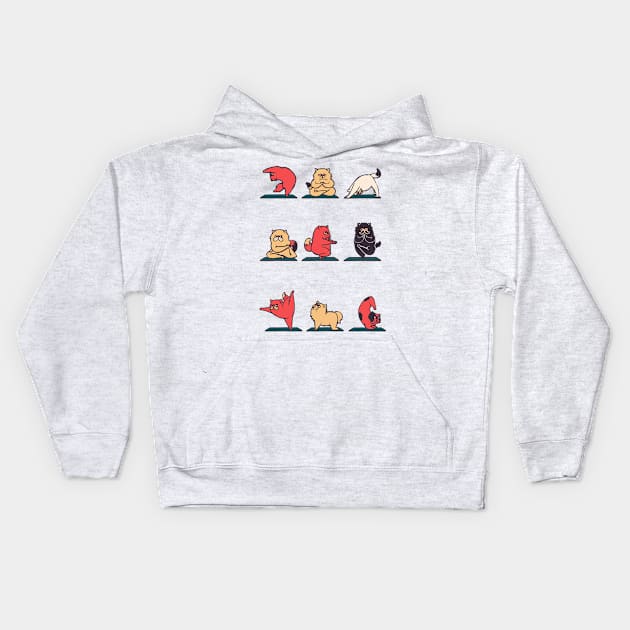 Cat Yoga Kids Hoodie by huebucket